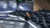 a computer generated image of a person standing on a staircase