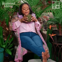 Drinking Pineapple Juice Leah GIF - Drinking Pineapple Juice Leah Assisted Living GIFs