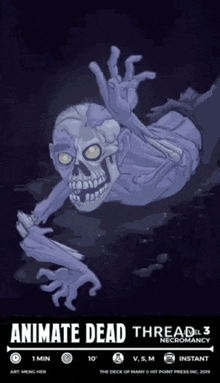 a poster for thread 3 necromancy shows a skeleton in the dark