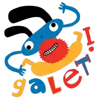 a cartoon drawing of a monster with the word galet written below it