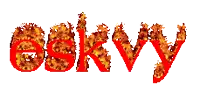 the word eskvy is written in red fire
