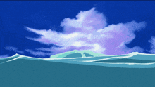 a painting of a blue sky with purple clouds