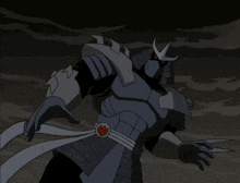 a cartoon of a samurai with a red circle around his waist