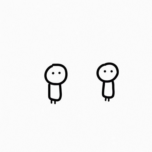 Two stick figures high-fiving.