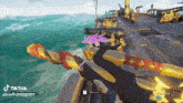 a person is holding a gun in a video game with a tiktok watermark