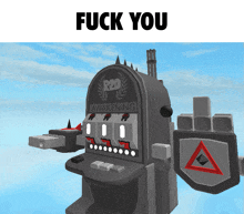 a machine that says awakening on it with the words fuck you above it