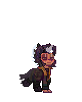 a pixel art drawing of a person walking on a white background