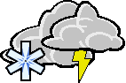 a pixel art illustration of a cloud , lightning , and snow .