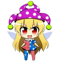 a cartoon character with a polka dot hat on