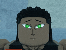 a cartoon character has green eyes and a piercing in his nose
