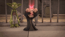 a cartoon character has a red heart coming out of his head