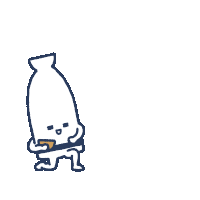 a drawing of a bottle with arms and legs holding a cup