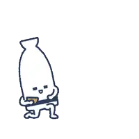 a drawing of a bottle with arms and legs holding a cup