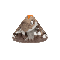 a stuffed animal that looks like a volcano with an orange top