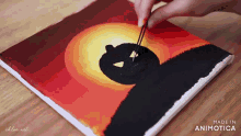 a painting of a pumpkin with the words made in animatica on the bottom