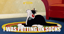 Sylvester Dogeoverpowered GIF - Sylvester Dogeoverpowered I Was Putting On Socks GIFs