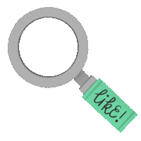 a magnifying glass with a green handle that says " like "