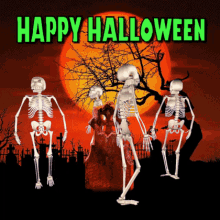 happy halloween graveyard grave skeletons 3d gifs artist