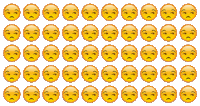 a row of smiley faces with a sad face on them