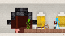 a screenshot of a video game with stick figures and blocks