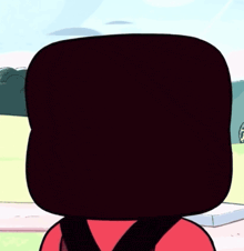 a cartoon character with a big red head and a red eye