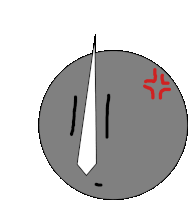 a drawing of a face with a tie and a red angry face