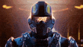a futuristic soldier wearing a helmet and goggles