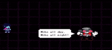 a video game character is talking to another character and says `` always there for him never not there ! ''