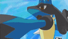 a cartoon of a pokemon fighting another pokemon with cn on the bottom