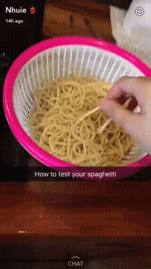 spaghetti send food dinner how to test