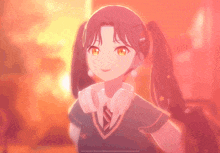 a girl with pigtails wearing headphones and a tie