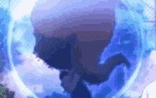 a computer generated image of a person in a blue bubble