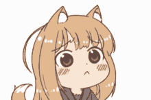 spice and wolf thinking worried cute