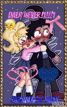 a cartoon drawing of a boy and a girl with the words daily 4 ever !!!