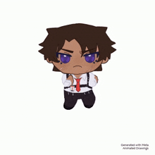 an animated drawing of a man in a white shirt and tie