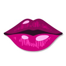 a drawing of a woman 's lips with a purple lipstick