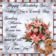 Happy Birthday Sis Lovely Day GIF - Happy Birthday Sis Lovely Day Sending Flowers GIFs