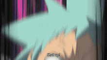 a close up of a person 's face with the words `` shut up '' written next to it .
