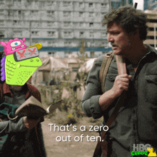 a man holding a book says that 's zero out of ten