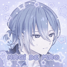 a drawing of a boy with the words " nagi de mao " on it