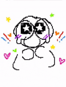a pixel art drawing of a dog with the words good luck christian written below it