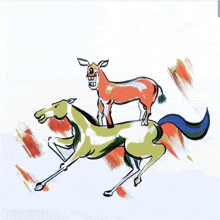 a drawing of a horse with a donkey on top