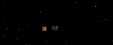 a black background with a few red dots and a green object in the middle
