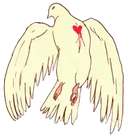 a drawing of a bird with a heart on it 's chest