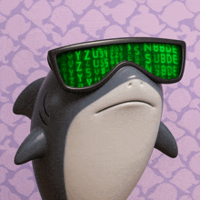 a shark wearing a pair of sunglasses with the letters y and z on them