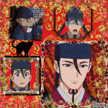 a picture of a man in a blue hat with a black cat in the background and the words picmix at the bottom