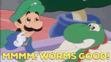 Super Mario World Yoshi GIF - Super Mario World Yoshi Mmmm Worms Good GIFs