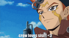 a cartoon character with the words crow loves sisi written below him
