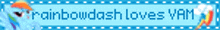 a sign that says rainbowdash loves yam