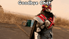 a picture of a robot with the words goodbye chat above it
